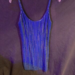 Blue Sequin Cocktail Dress